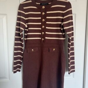 Merokeety Brown and Cream Striped Dress size small